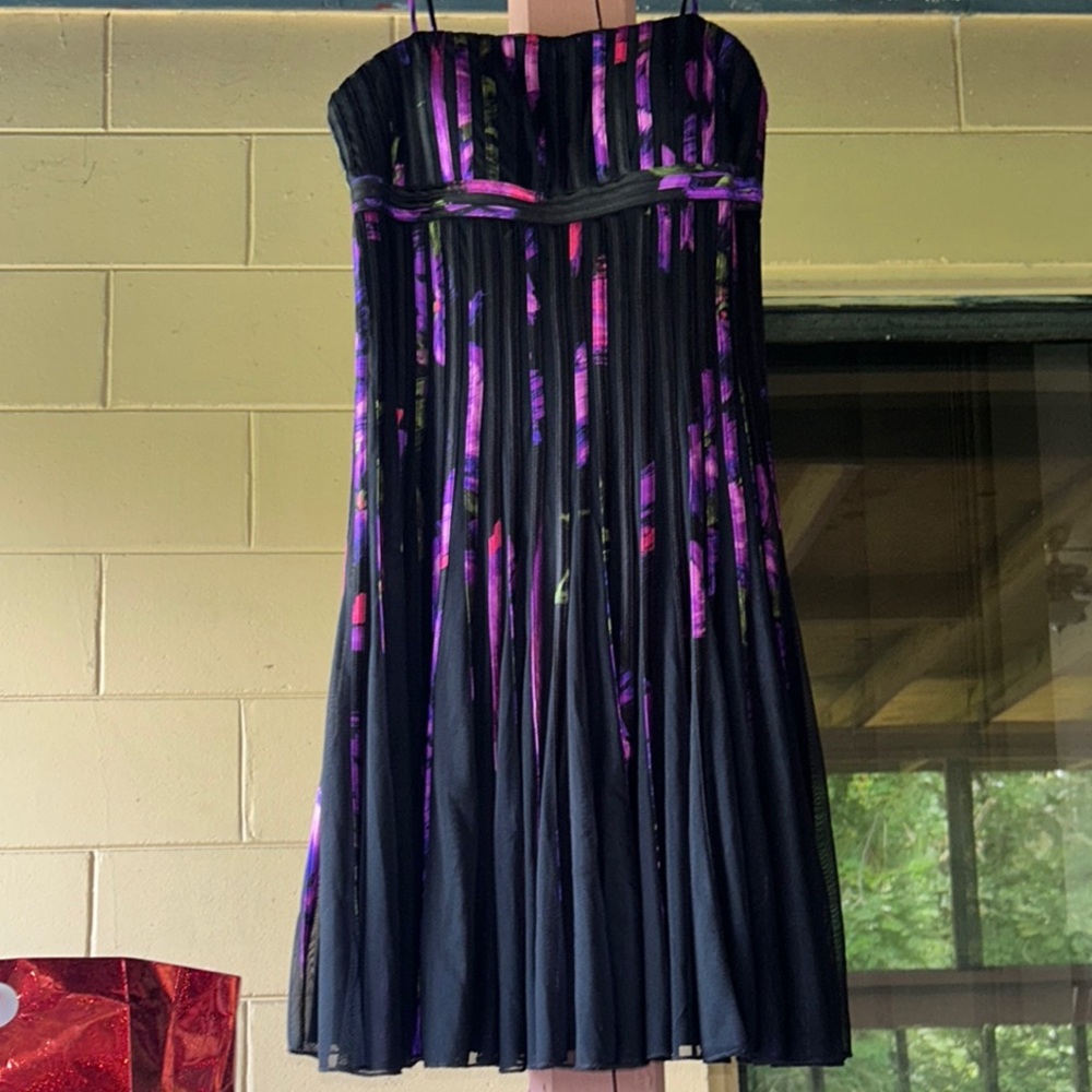 JS Collections Strapless Black and Pink Dress with Modern Appeal
